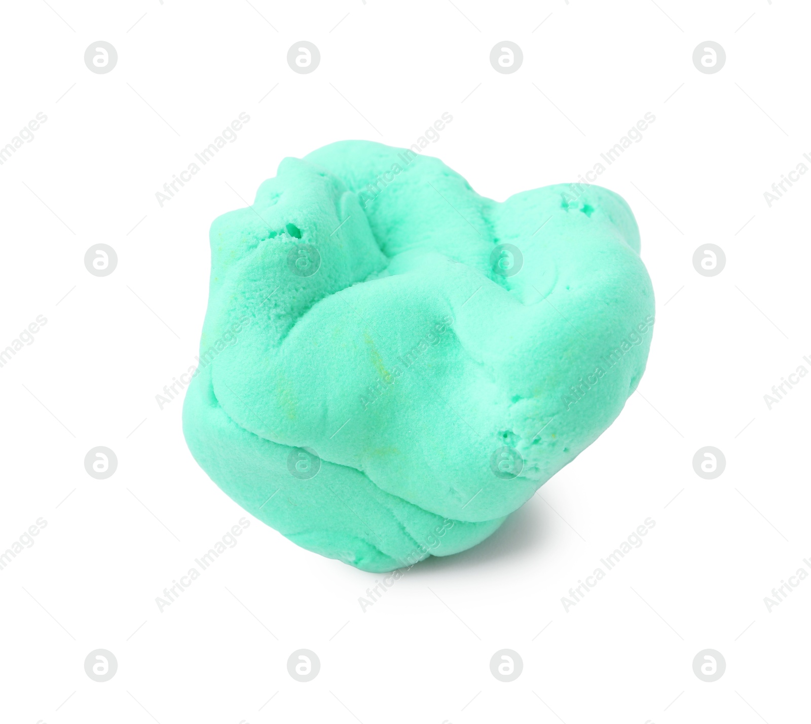 Photo of Bright turquoise play dough isolated on white