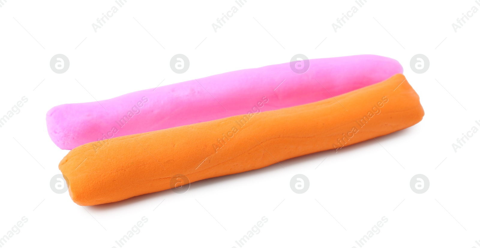 Photo of Pink and orange play dough isolated on white