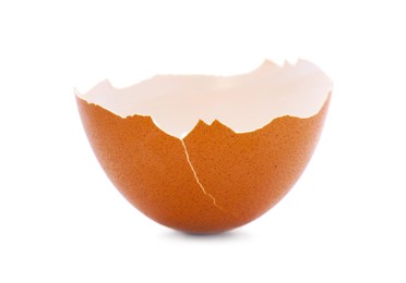 Photo of One piece of broken eggshell isolated on white