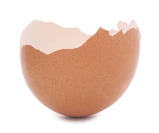 Photo of One piece of broken eggshell isolated on white