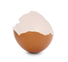 Photo of One piece of broken eggshell isolated on white