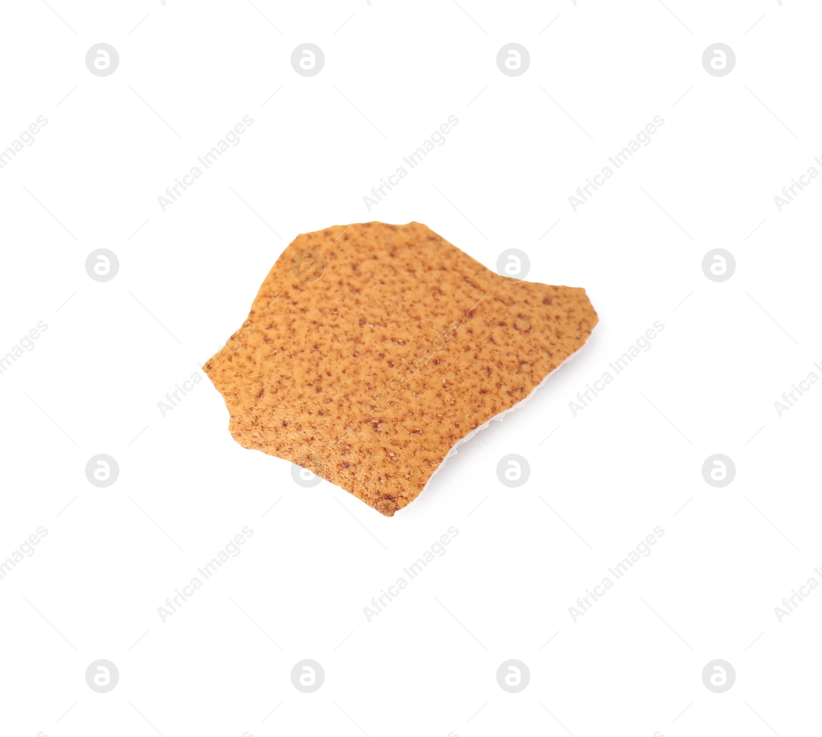 Photo of One piece of broken eggshell isolated on white, above view