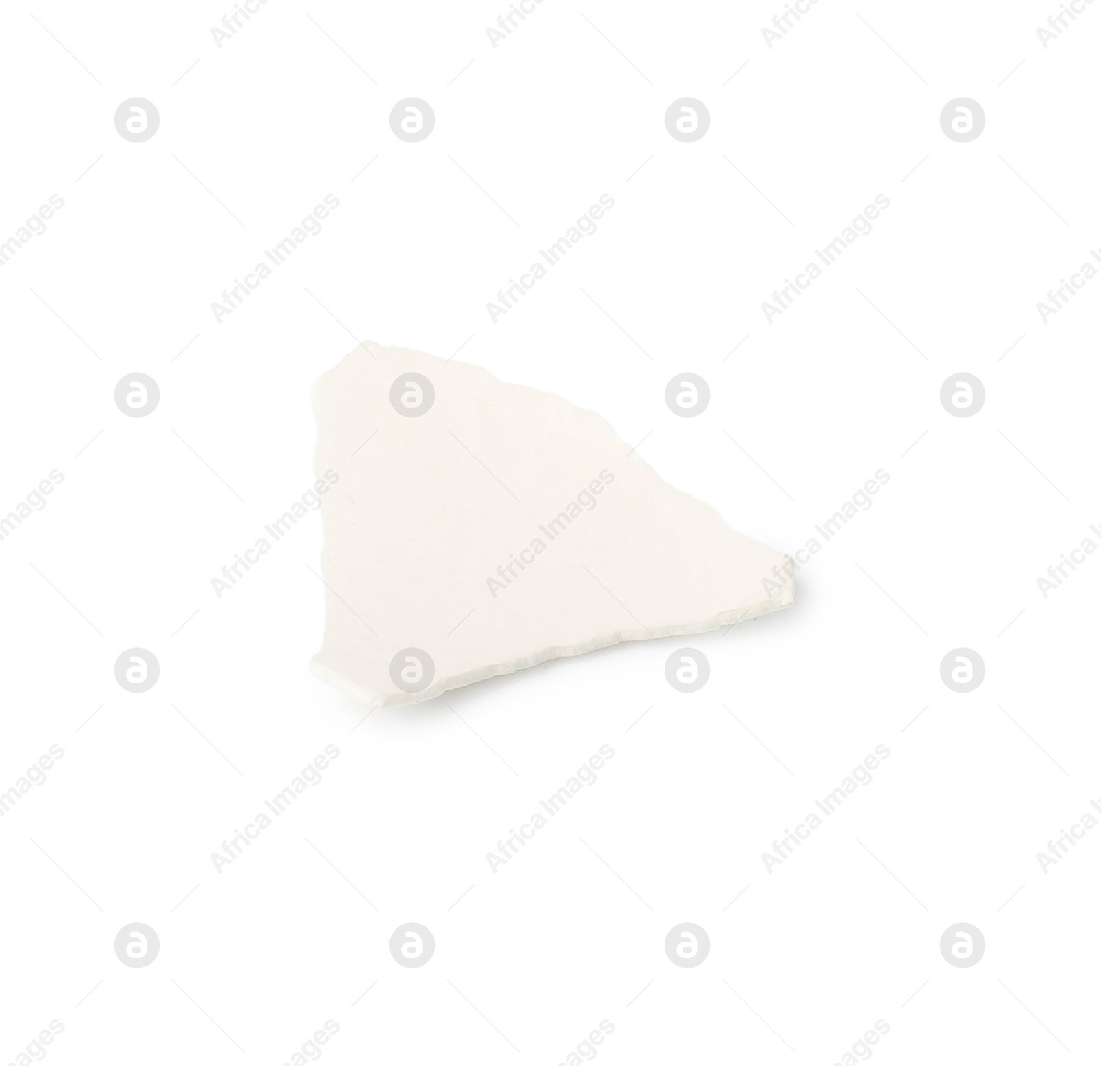 Photo of One piece of broken eggshell isolated on white, above view