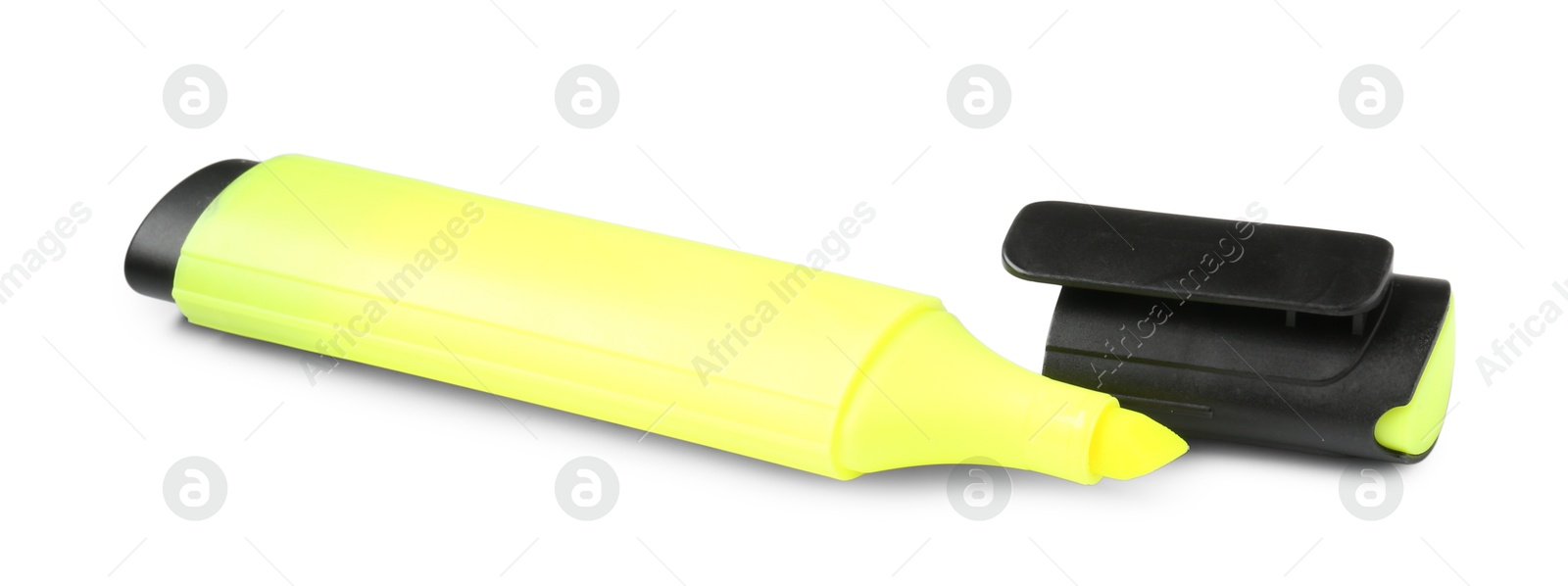 Photo of Bright highlighter and cap isolated on white