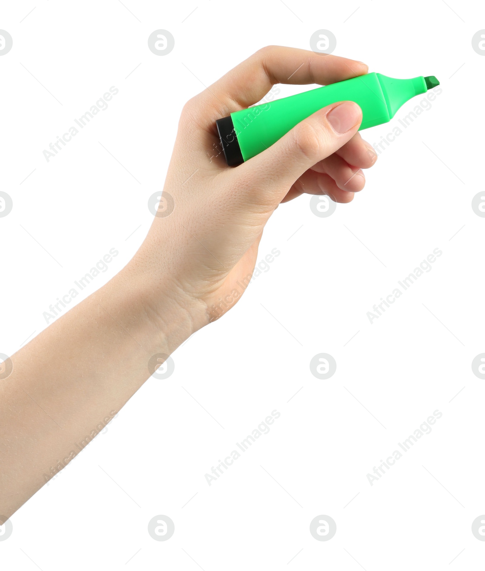 Photo of Woman with highlighter on white background, closeup