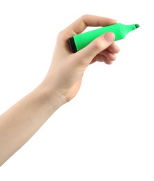 Photo of Woman with highlighter on white background, closeup