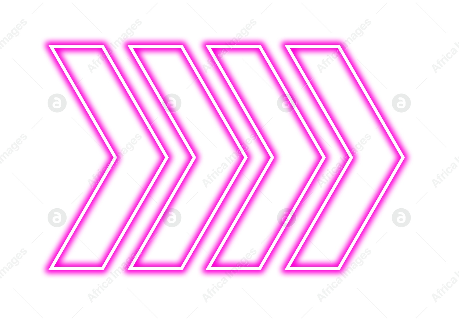 Image of Pink neon arrow-shaped pointer on white background