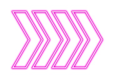 Image of Pink neon arrow-shaped pointer on white background