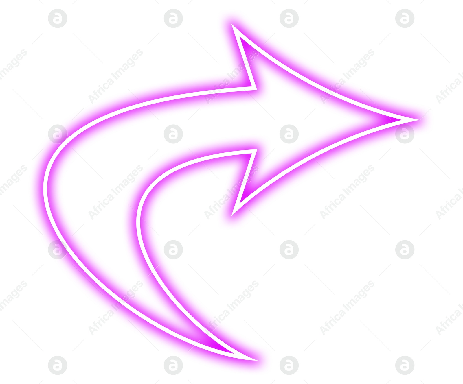 Image of Pink neon arrow-shaped pointer on white background