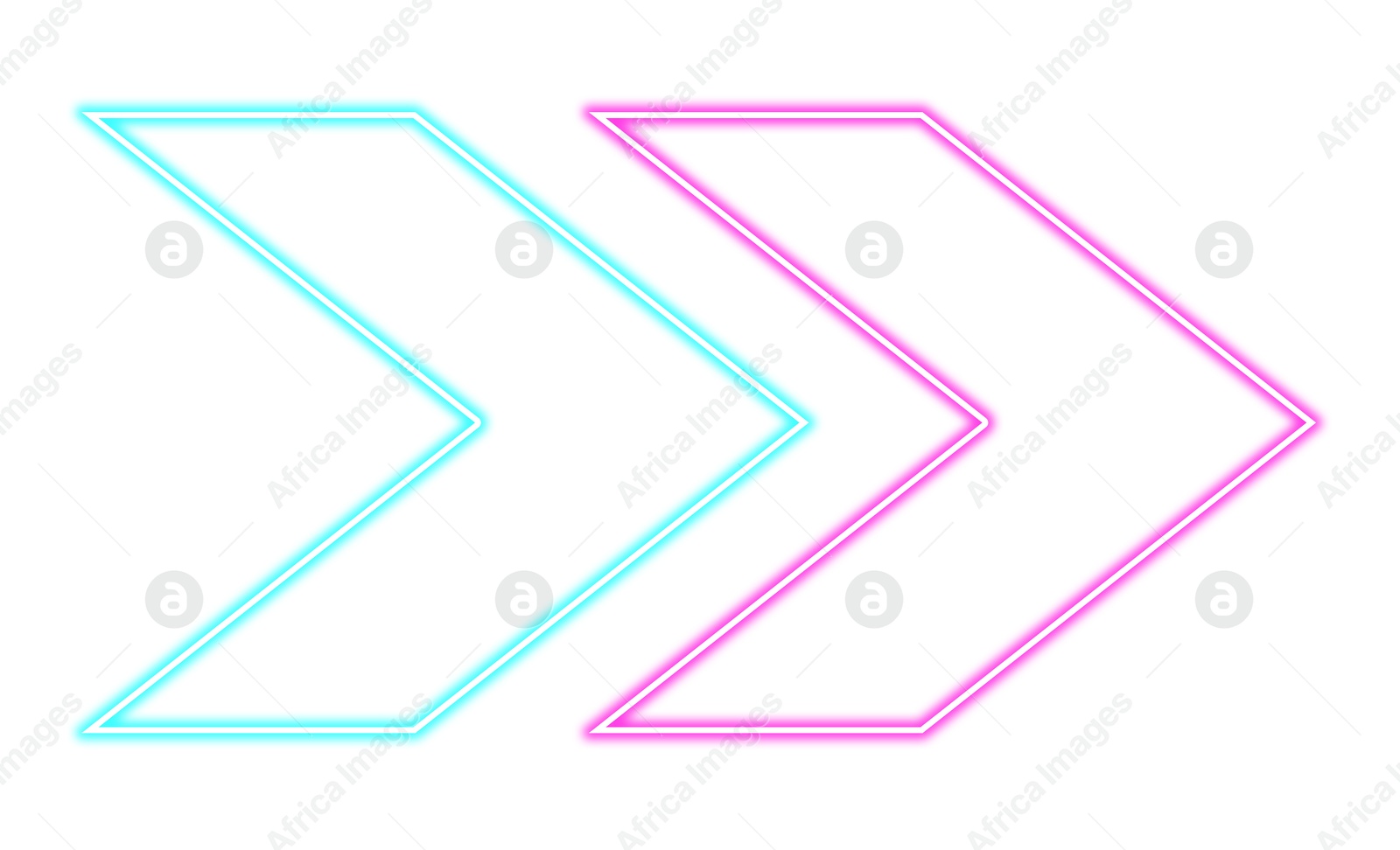 Image of Bright neon arrow-shaped pointer on white background