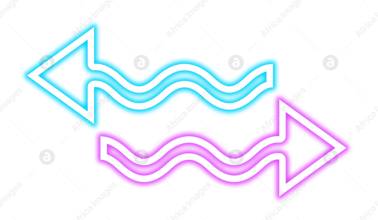 Image of Bright neon arrow-shaped pointers on white background