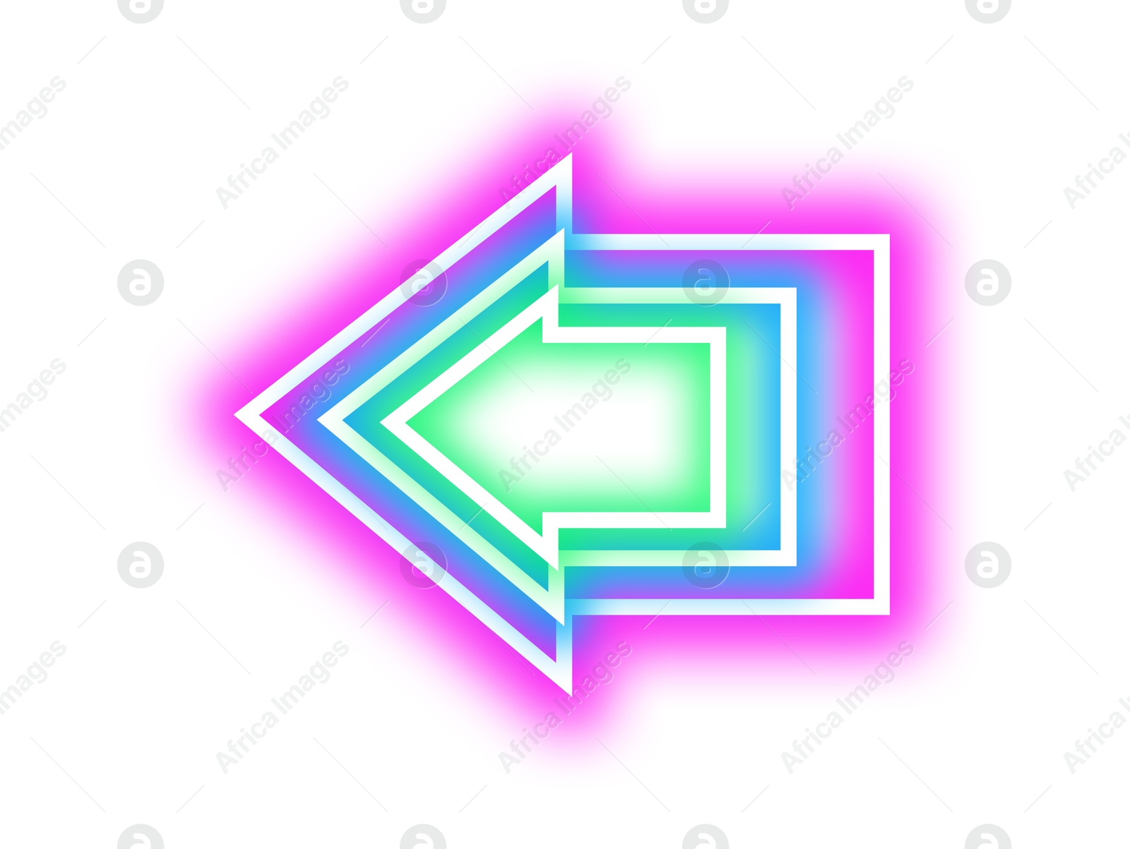 Image of Bright neon arrow-shaped pointer on white background