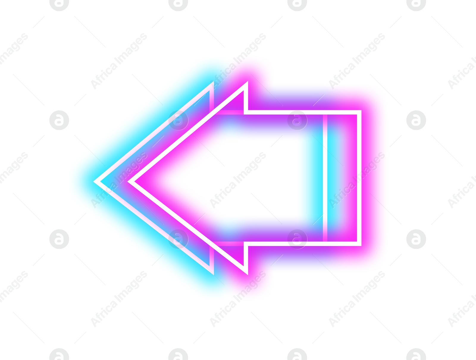 Image of Bright neon arrow-shaped pointer on white background