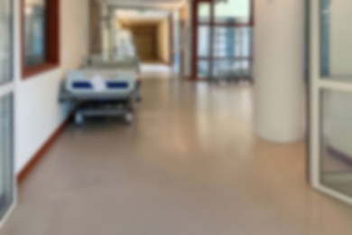 Image of Blurred view of empty clean hospital corridor