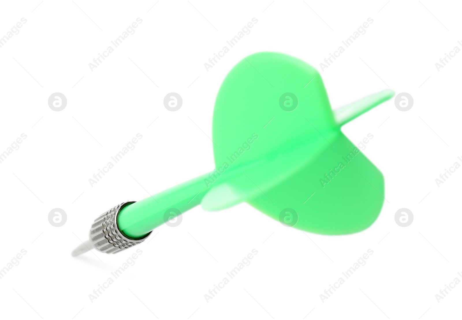 Photo of One green dart arrow isolated on white