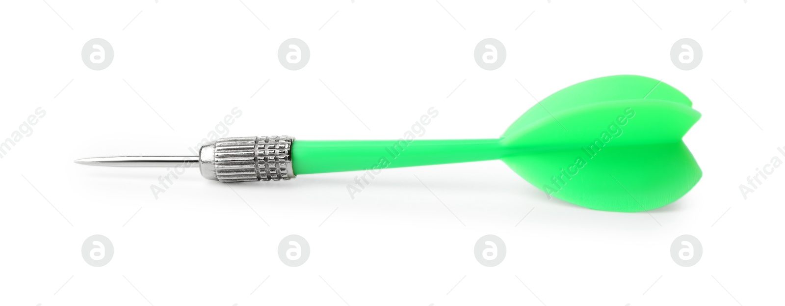 Photo of One green dart arrow isolated on white