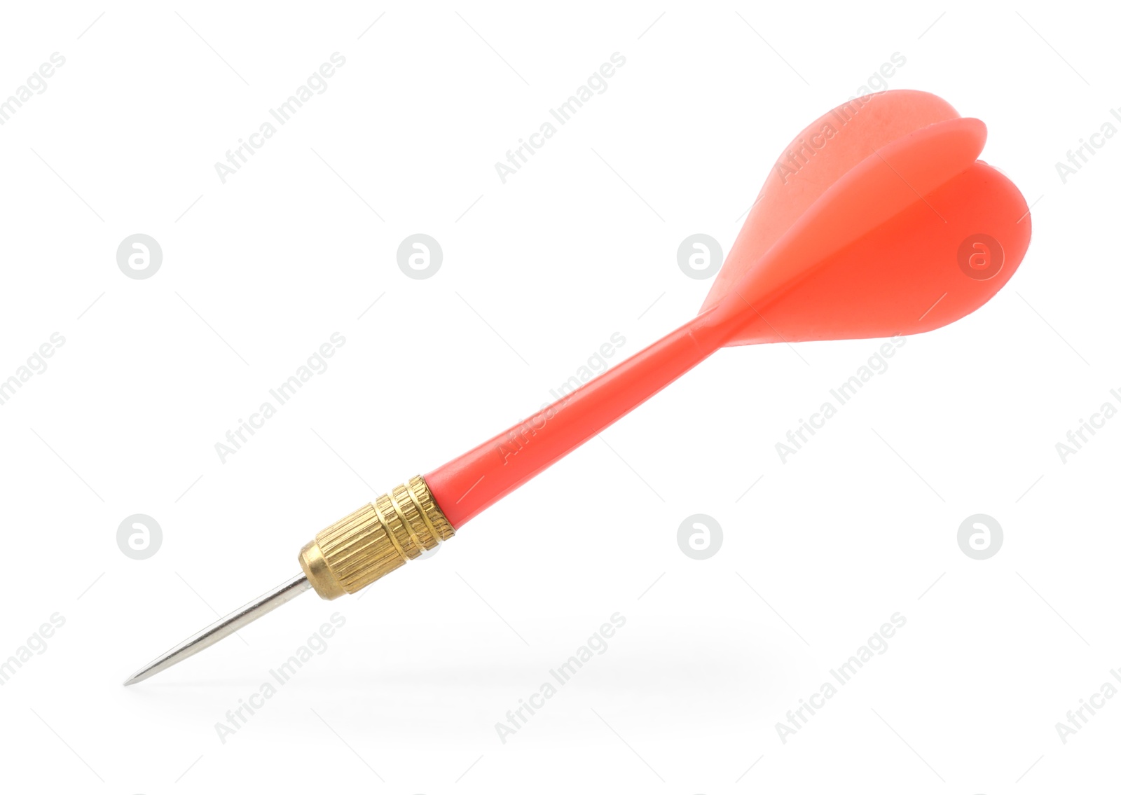 Photo of One red dart arrow in air isolated on white