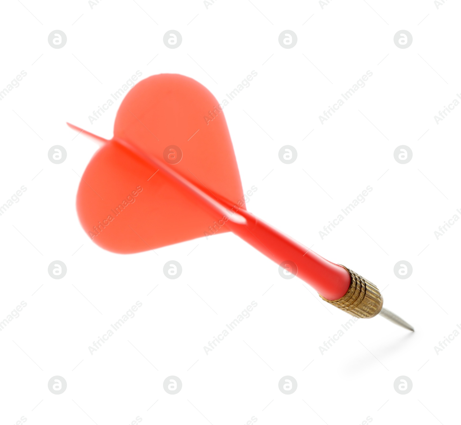 Photo of One red dart arrow in air isolated on white