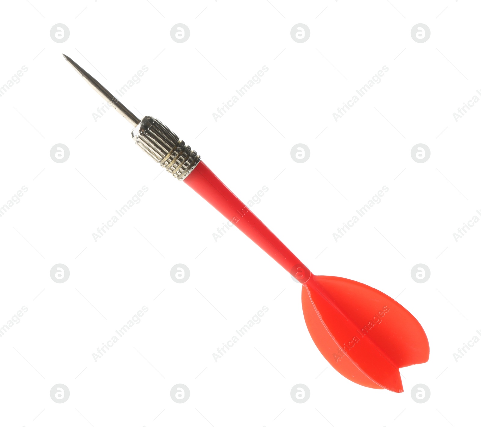 Photo of One red dart arrow in air isolated on white