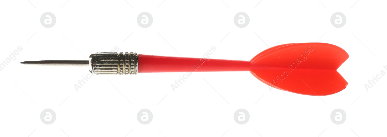 Photo of One red dart arrow in air isolated on white