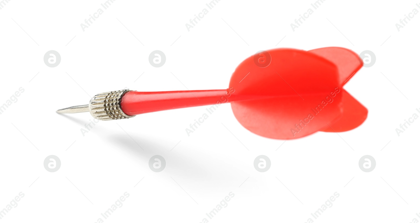 Photo of One red dart arrow in air isolated on white