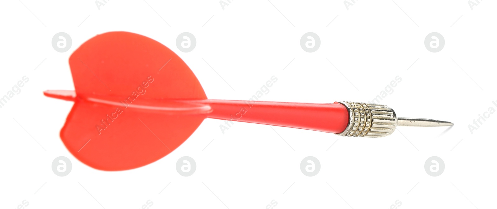 Photo of One red dart arrow in air isolated on white