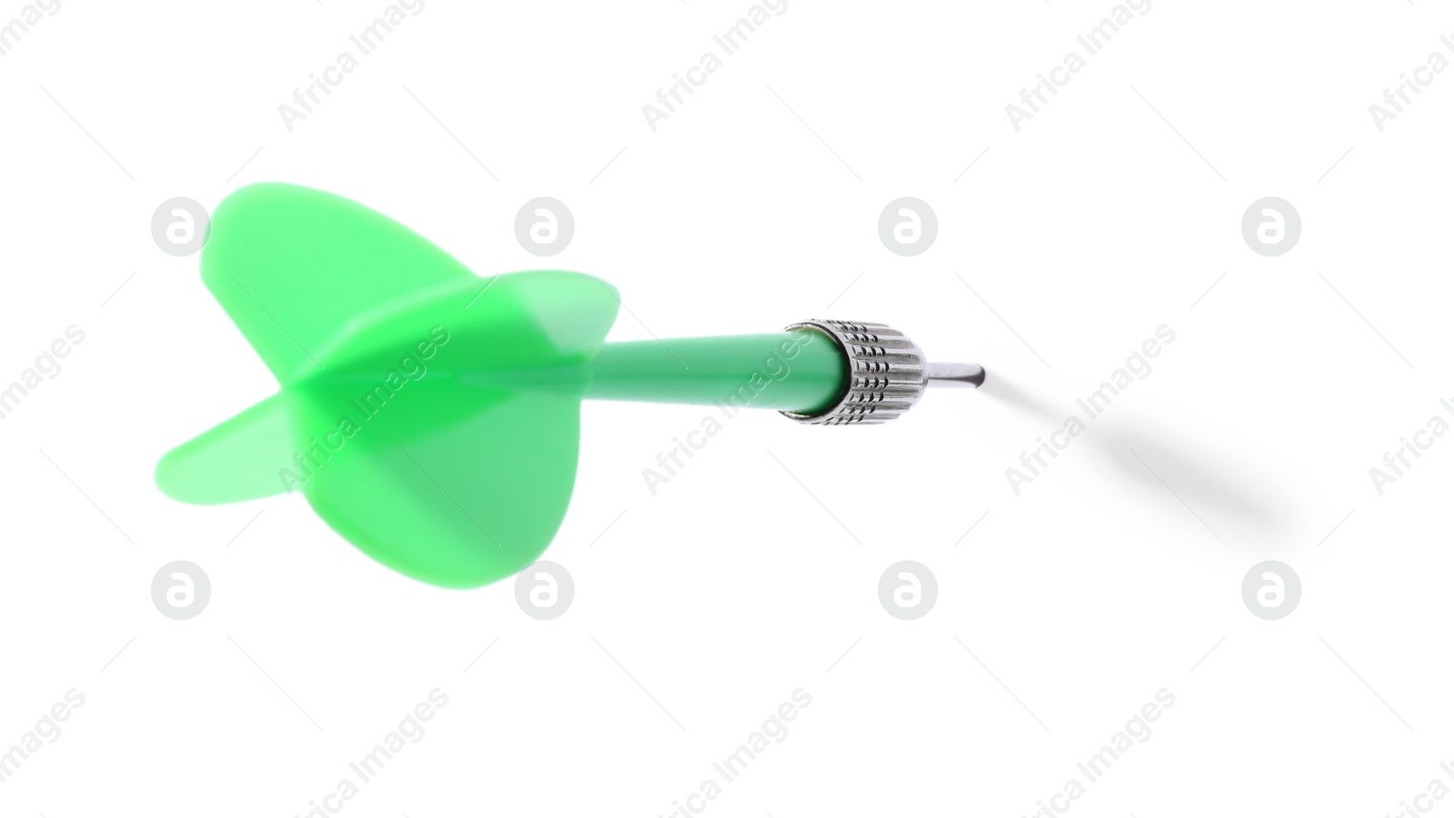 Photo of One green dart arrow isolated on white