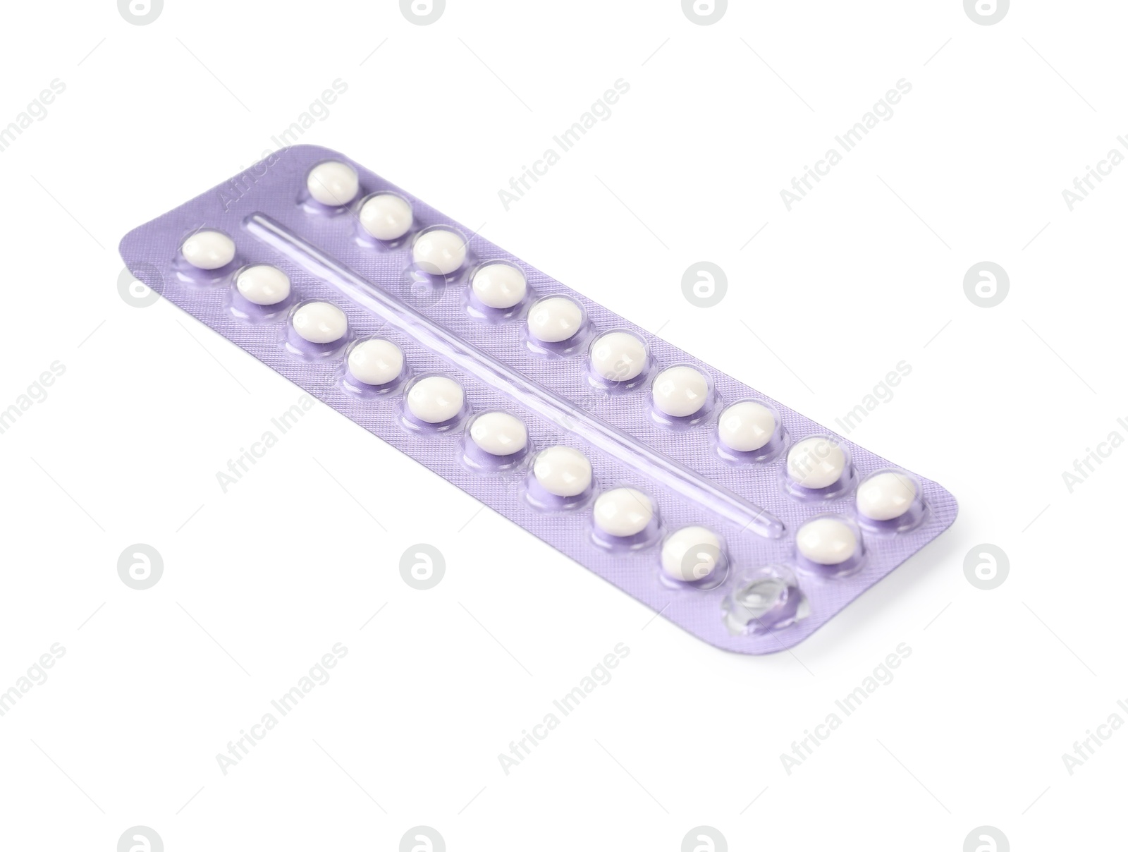 Photo of Blister of contraceptive pills isolated on white