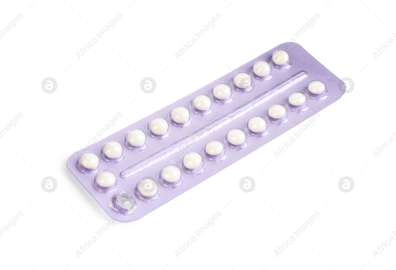 Photo of Blister of contraceptive pills isolated on white