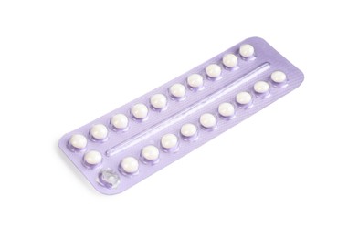 Photo of Blister of contraceptive pills isolated on white