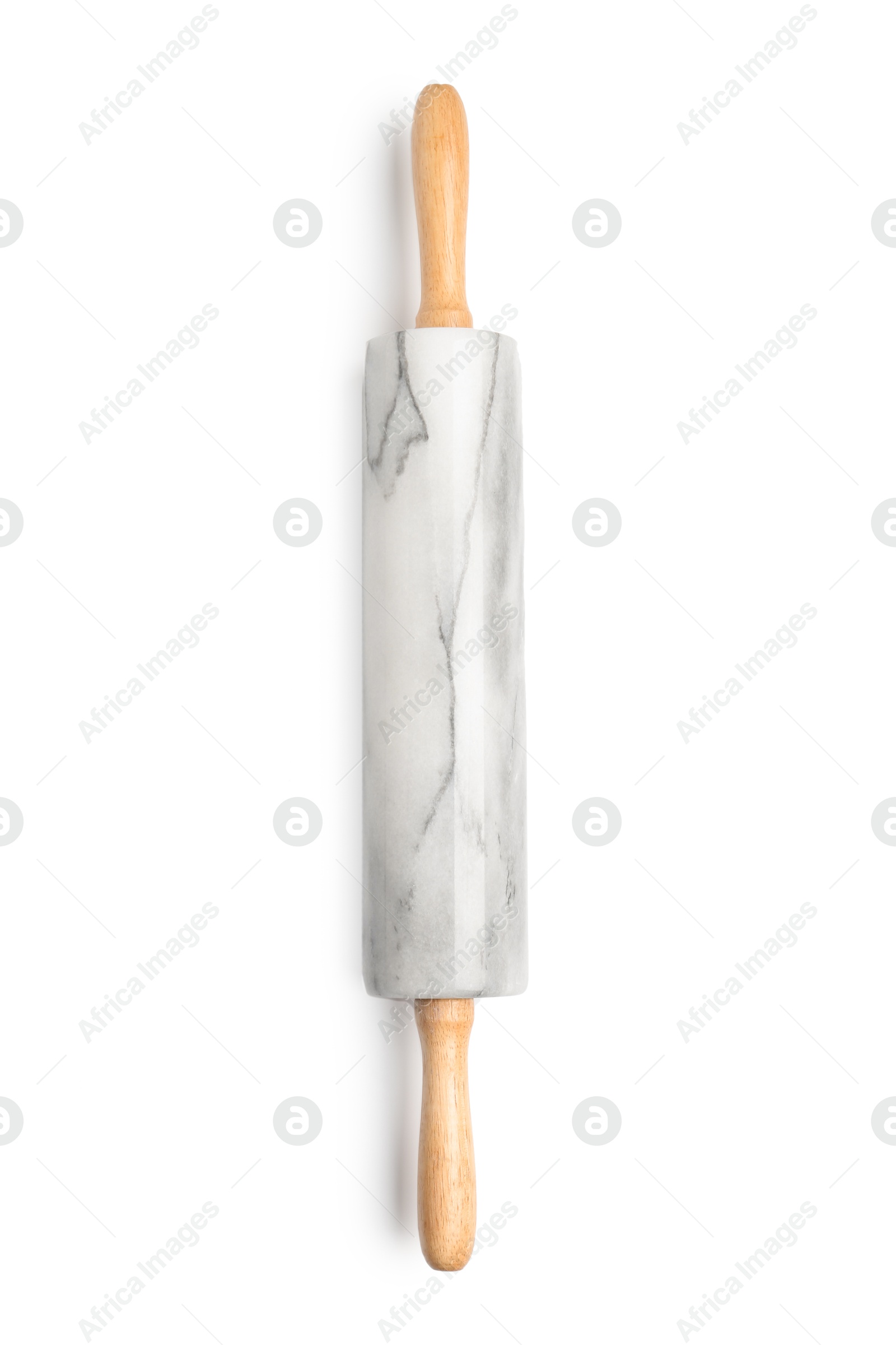 Photo of Rolling pin isolated on white, top view