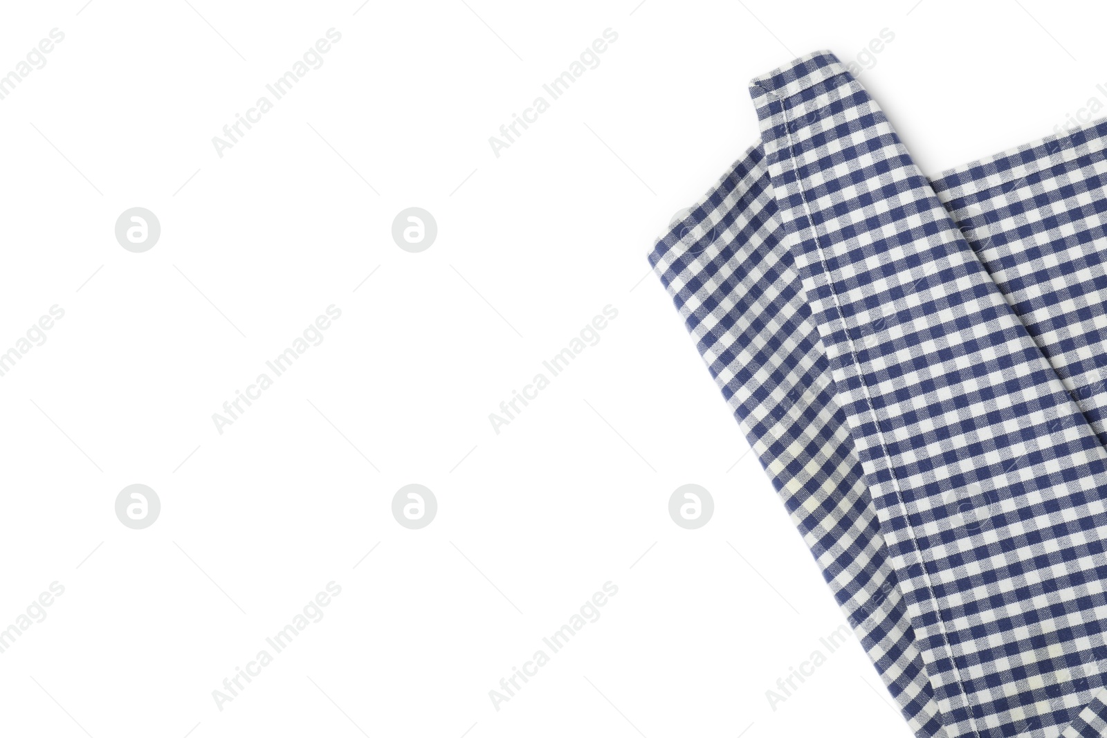 Photo of Blue checkered tablecloth isolated on white, top view