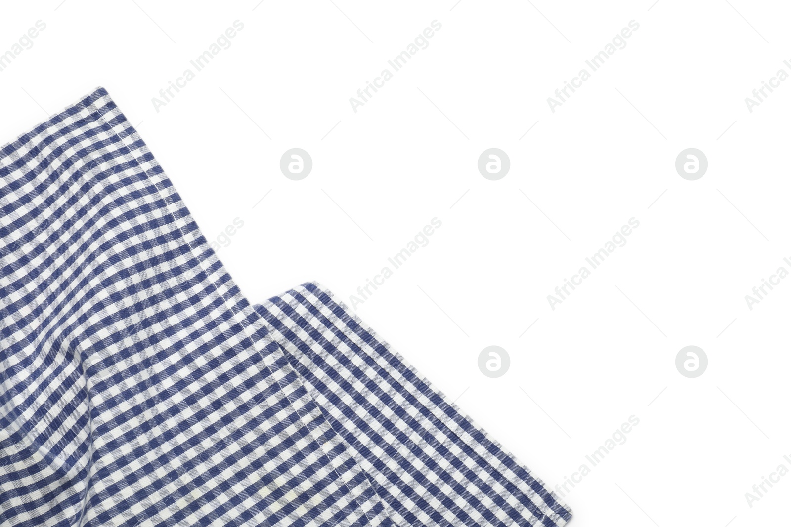 Photo of Blue checkered tablecloth isolated on white, top view