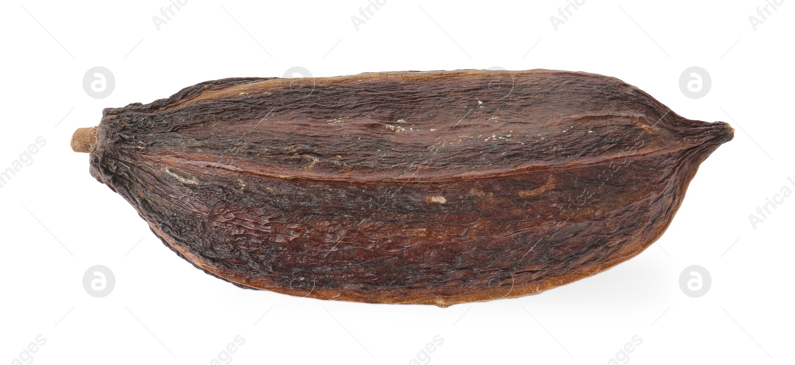 Photo of Cocoa pod isolated on white, top view