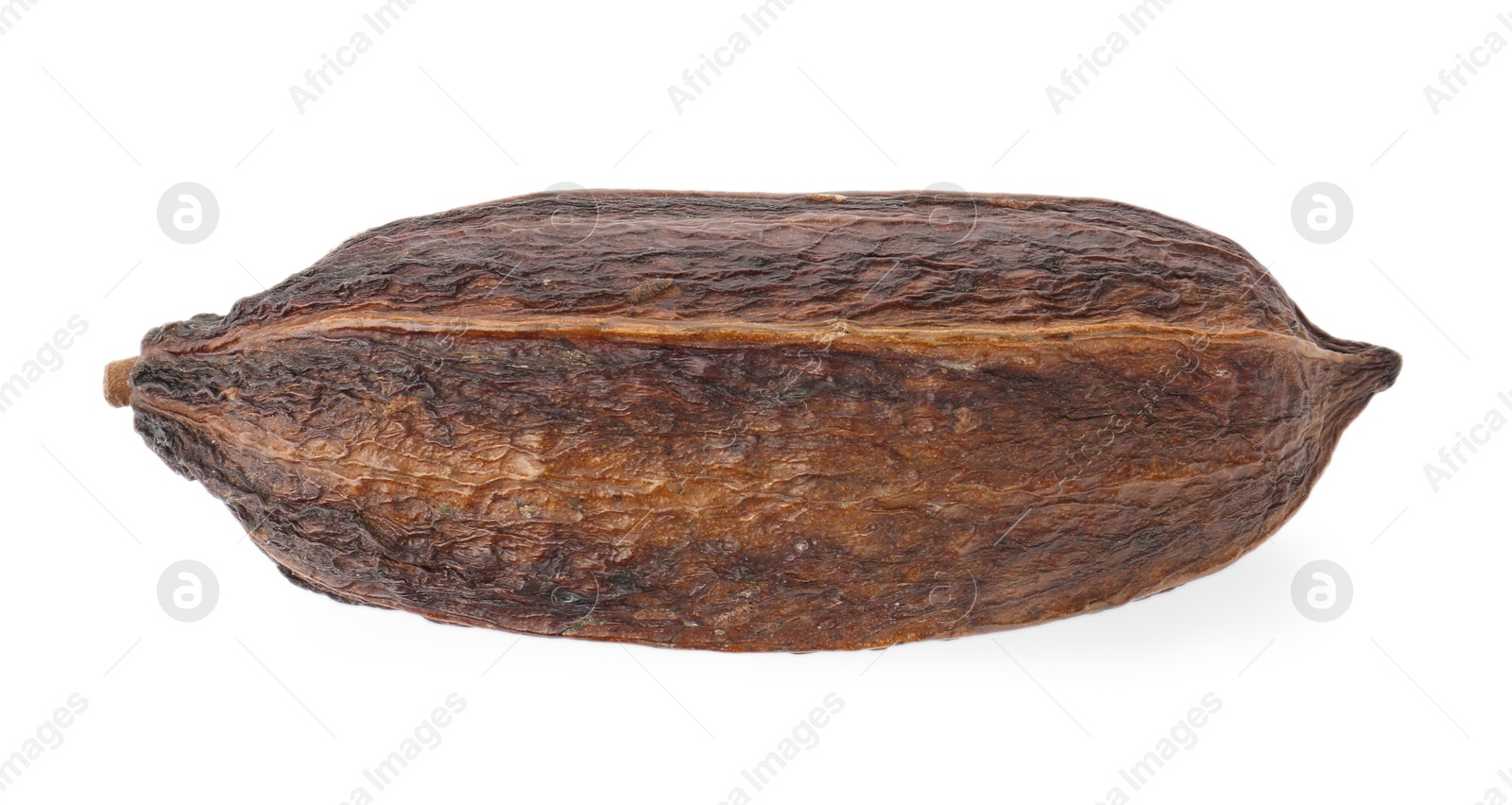 Photo of Cocoa pod isolated on white, top view