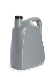 One grey plastic canister on white background