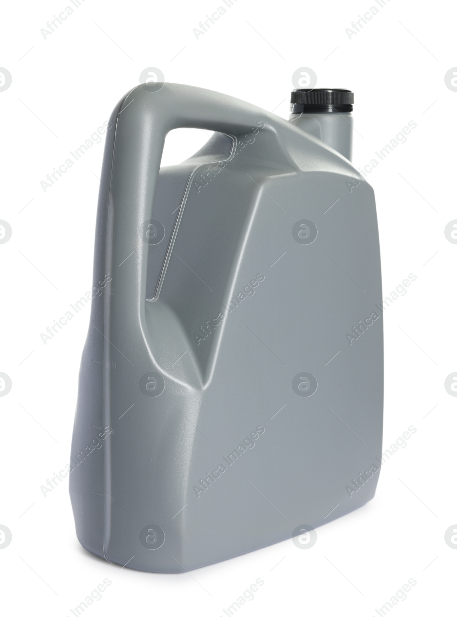 Photo of One grey plastic canister on white background