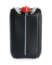 One black plastic canister on white background