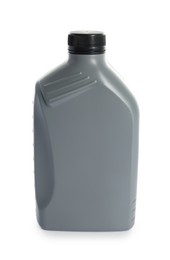 Photo of One grey plastic canister on white background