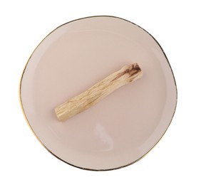 Photo of Palo santo stick on white background, top view