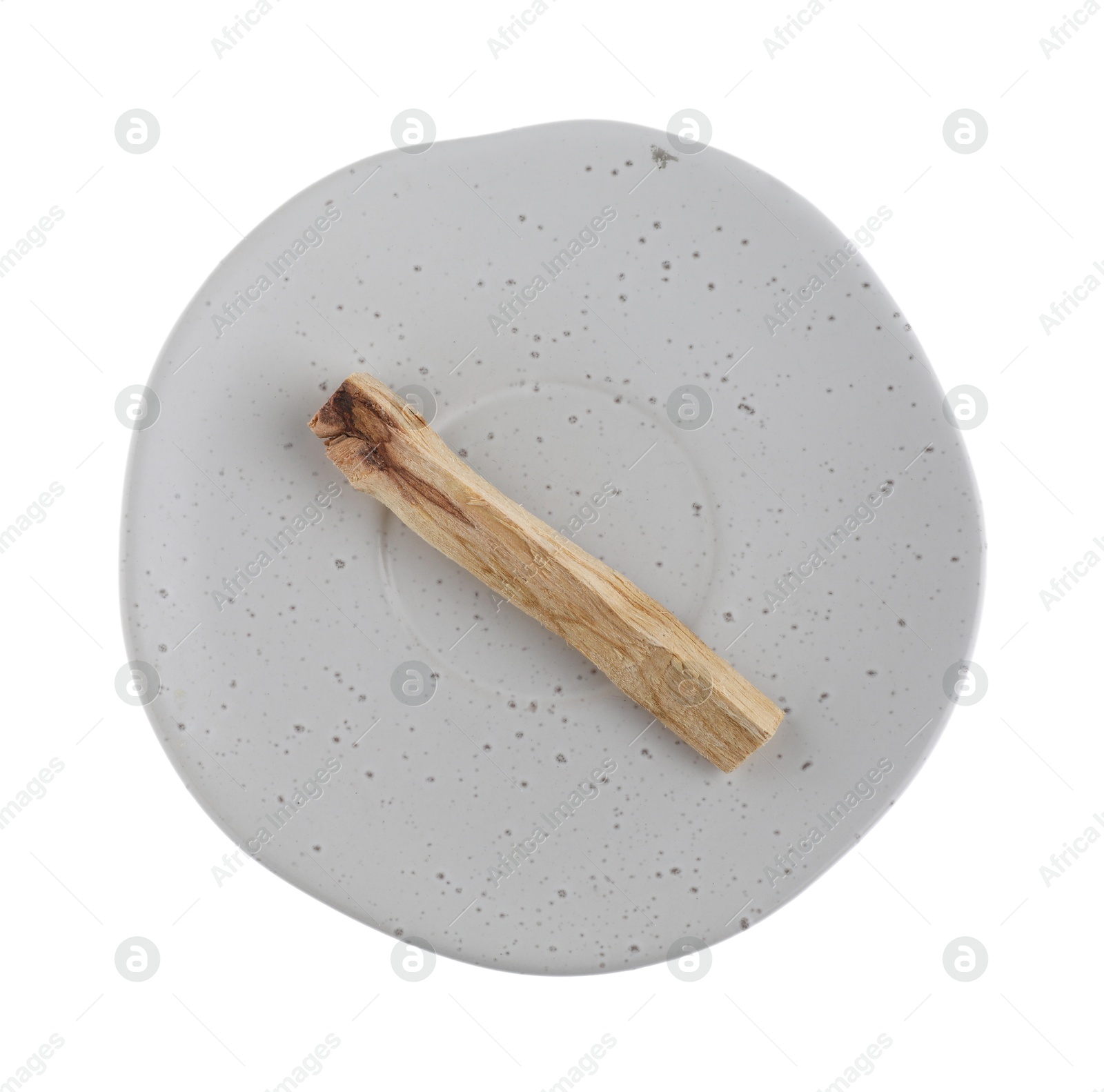 Photo of Palo santo stick on white background, top view