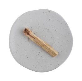 Photo of Palo santo stick on white background, top view