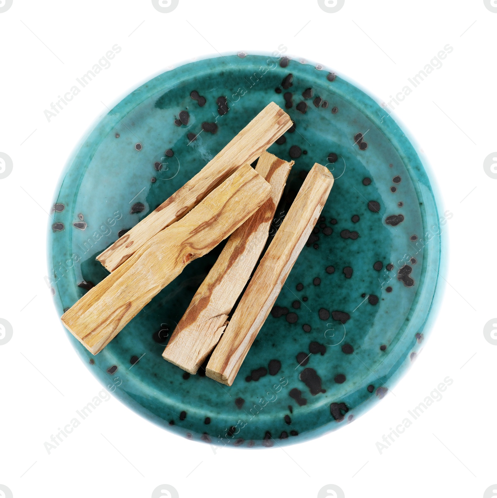 Photo of Palo santo sticks on white background, top view