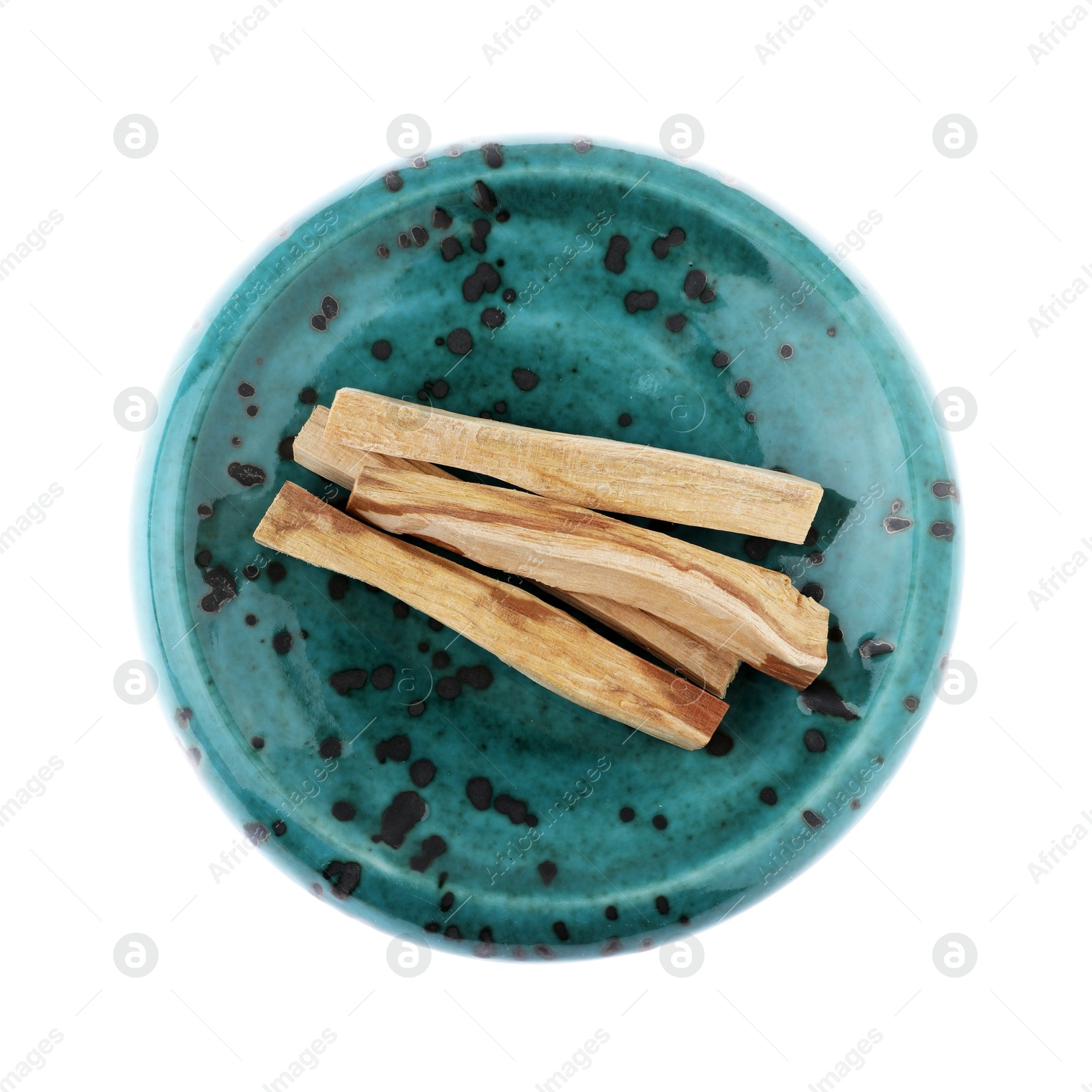 Photo of Palo santo sticks on white background, top view