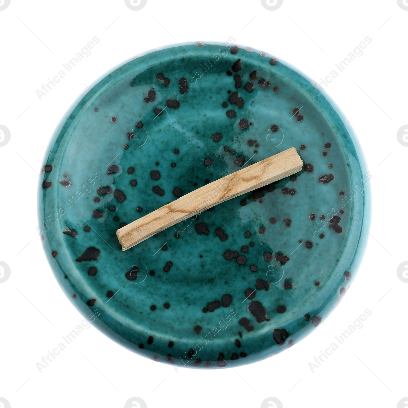 Photo of Palo santo stick on white background, top view