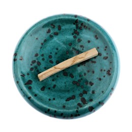 Photo of Palo santo stick on white background, top view