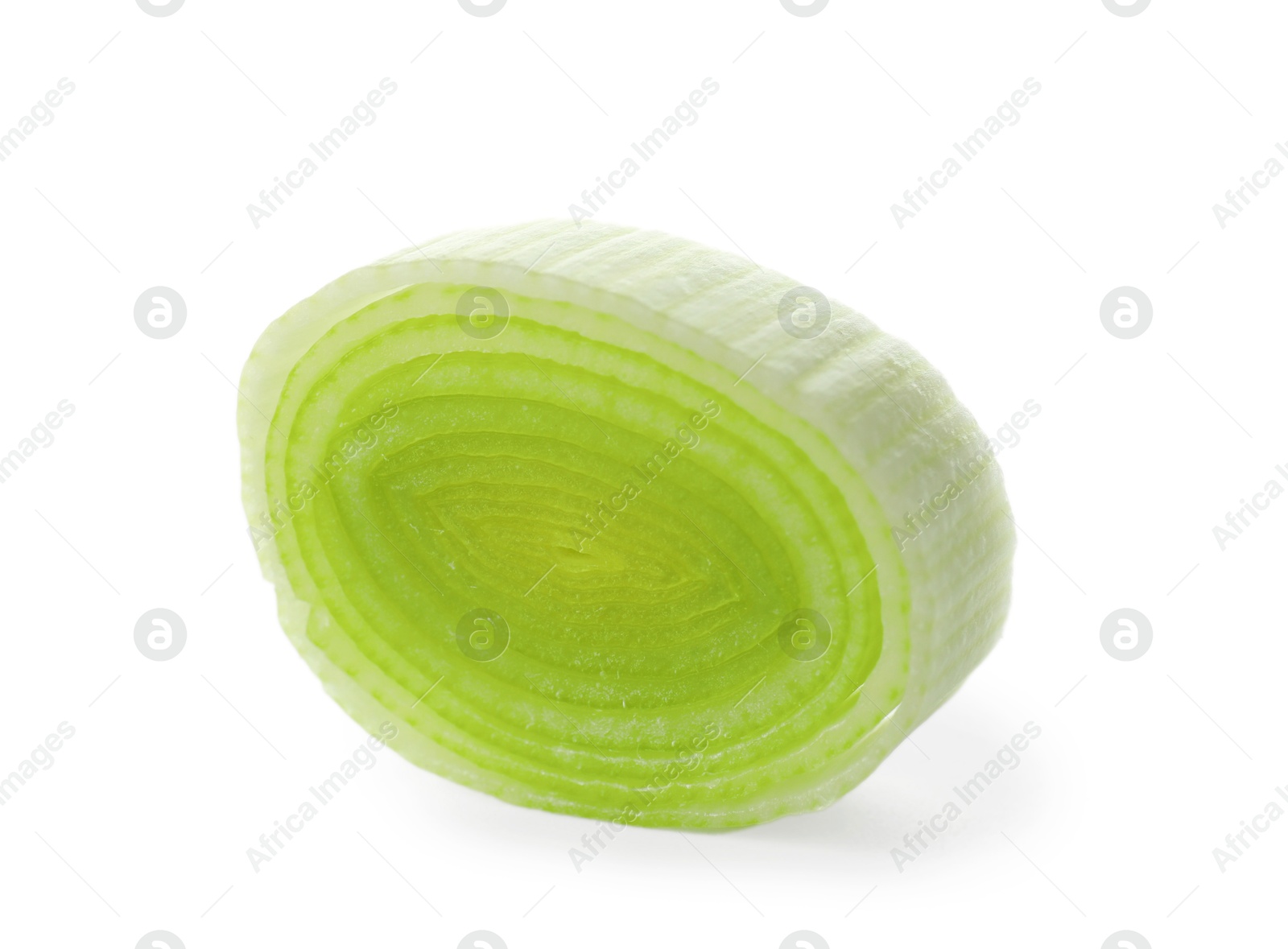 Photo of Piece of chopped leek isolated on white