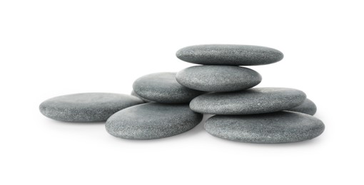 Photo of Spa stones isolated on white. Zen and harmony