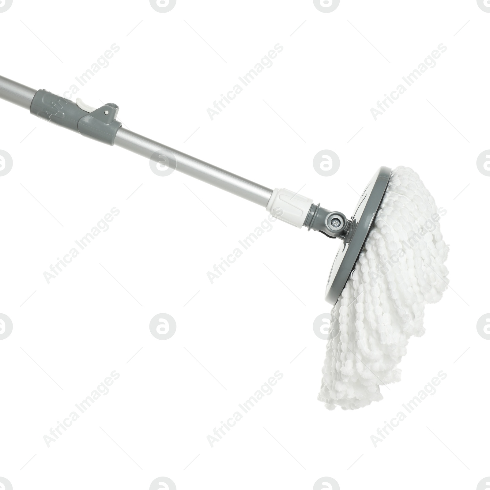 Photo of String mop isolated on white. Cleaning equipment