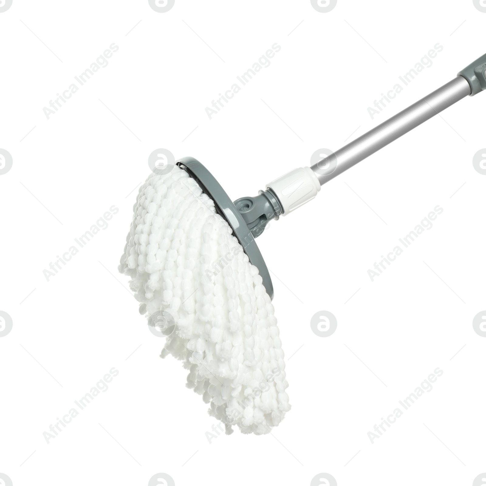 Photo of String mop isolated on white. Cleaning equipment